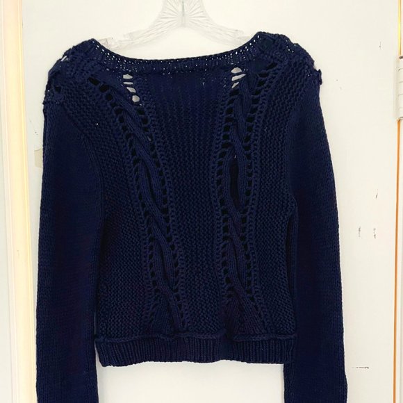ANTHROPOLOGIE: ROSIE NERA Knit Fall/Autumn Sweater Cardigan, Blue, Large - Picture 2 of 3